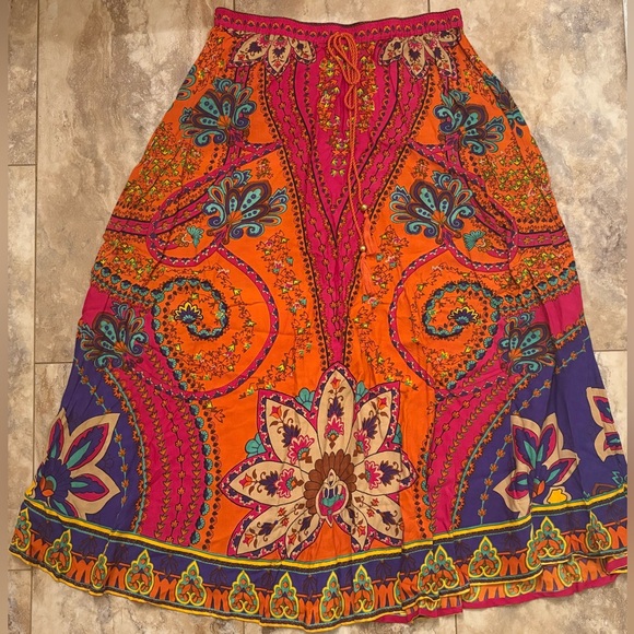 NWOT Soft Surroundings Marguerite Maxi Skirt In Bora Bora Scarf Print Medium - Picture 7 of 15